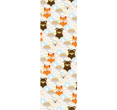 Rolgordijn kinderkamer patchwork dierenbeer en vos ontwerp - TenStickers