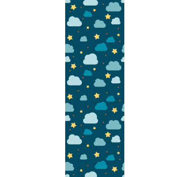 Rolgordijn kinderkamer sterrennacht met wolken - TenStickers