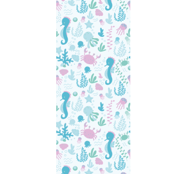 Rolgordijn kinderkamer pastel kleur zee dieren en planten - TenStickers