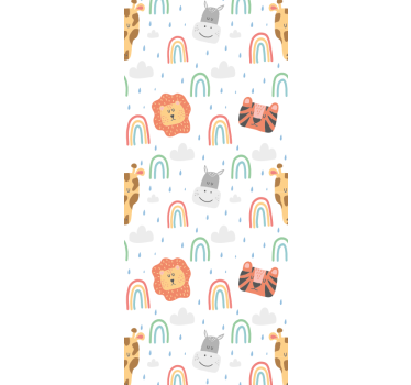 Rolgordijn kinderkamer schattige pastel dieren en regenbogen - TenStickers