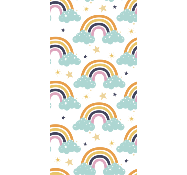 Rolgordijn kinderkamer kleurrijke regenbogen met wolken - TenStickers