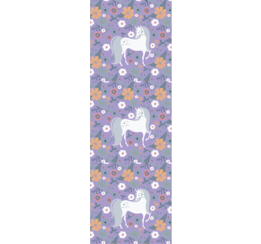 Rolgordijn kinderkamer artistieke eenhoorns met bloemen - TenStickers