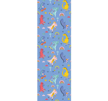 Rolgordijn kinderkamer schattige skater dinosaurussen - TenStickers