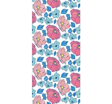 Rolgordijn kinderkamer met delicate roze en blauwe bloemen - TenStickers