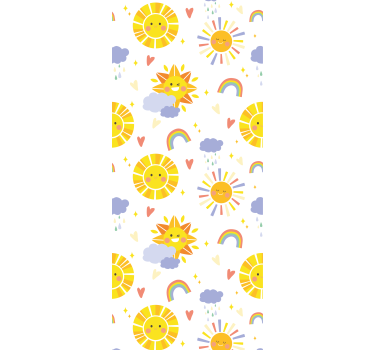Rolgordijn kinderkamer pastelgekleurde regenbogen en wolken - TenStickers