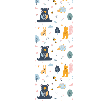 Rolgordijn kinderkamer kleurrijke eekhoorns en teddyberen - TenStickers