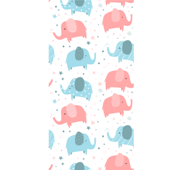 Rolgordijn kinderkamer olifant roze en blauw - TenStickers
