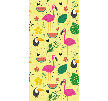 Rolgordijn kinderkamer schattige dieren met planten - TenStickers