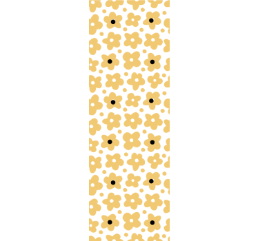 Rolgordijn kinderkamer geel abstract bloemenpatroon - TenStickers