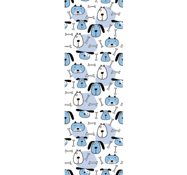 Rolgordijn kinderkamer met blauw getekende hondenpatroon - TenStickers