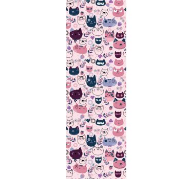 Rolgordijn kinderkamer roze katten patroon - TenStickers