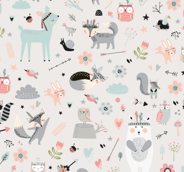 Rolgordijn kinderkamer nordic stijl roze bos - TenStickers