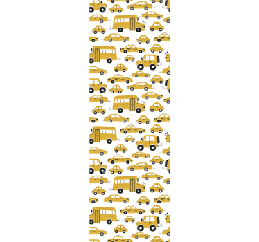 Rolgordijn kinderkamer schattig ontwerp gele auto - TenStickers