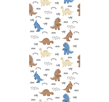 Rolgordijn kinderkamer blije blauwe en bruine dinosaurussen - TenStickers