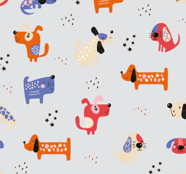Rolgordijn kinderkamer met geïllustreerde honden - TenStickers