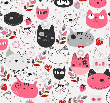 Rolgordijn kinderkamer met geïllustreerde katten - TenStickers