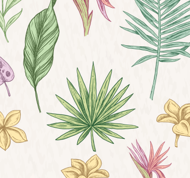 Rolgordijn kinderkamer bloemen en palm bomen - TenStickers