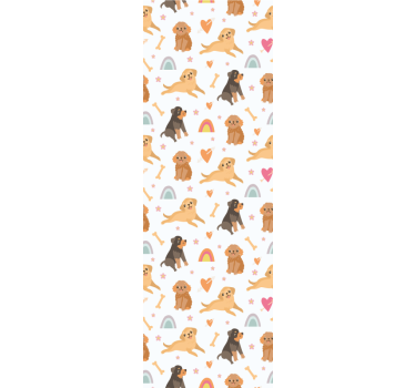 Rolgordijn kinderkamer schattige hond en regenboogpatroon - TenStickers