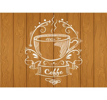 Rolgordijn keuken coffee houten panelen - TenStickers