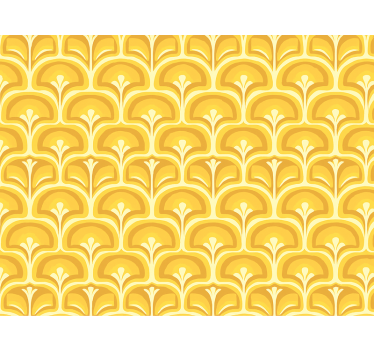 Rolgordijn geel retro 70s gele figuren - TenStickers