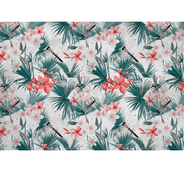 Rolgordijn keuken tropische planten en bloemen - TenStickers