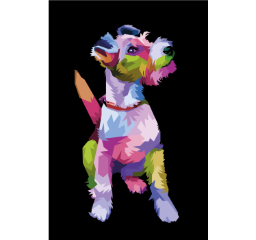 Rolgordijn woonkamer geometrische dieren fox terrier - TenStickers