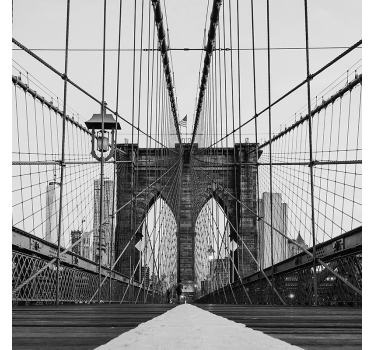Rolgordijn woonkamer zwart-witte brooklyn bridge - TenStickers