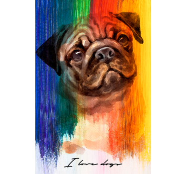 Rolgordijn woonkamer rainbow pug - TenStickers