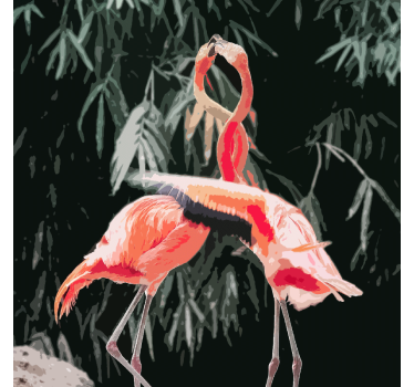 Rolgordijn woonkamer met prachtige flamingo's - TenStickers