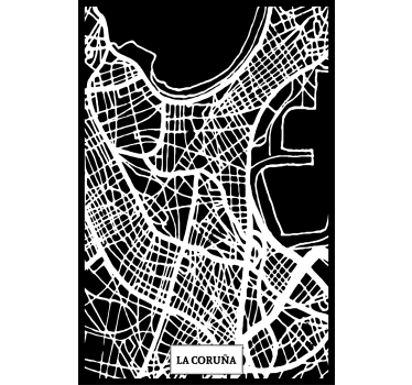 Rolgordijn woonkamer topografische kaart coruña - TenStickers