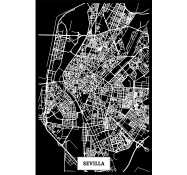 Rolgordijn woonkamer topografische kaart sevilla - TenStickers