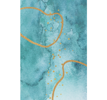 Rolgordijn woonkamer abstract aquamarijn met goud - TenStickers