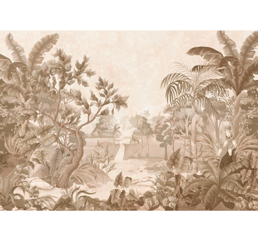 Rolgordijn beige met uitzicht op een tropische jungle - TenStickers