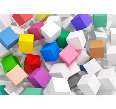 Rolgordijn woonkamer 3d kubussen in verschillende kleuren - TenStickers