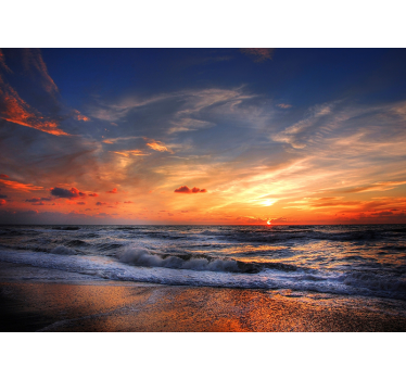 Rolgordijn woonkamer sunset zeegezicht - TenStickers