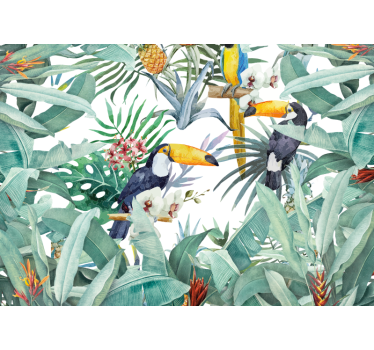 Rolgordijn woonkamer painted jungle - TenStickers
