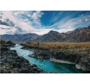 Rolgordijn woonkamer river in de andes - TenStickers