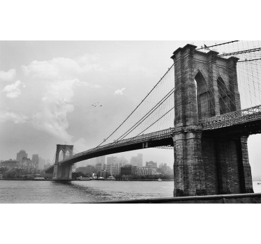 Rolgordijn woonkamer muurschildering met brug new york - TenStickers
