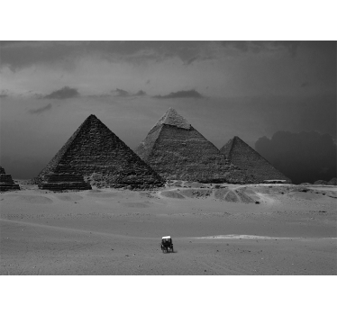 Rolgordijn woonkamer muurschildering hall piramides egypte - TenStickers