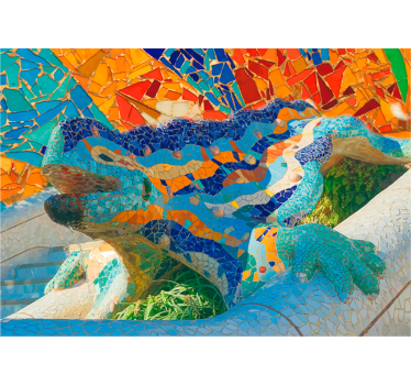 Rolgordijn woonkamer fotomuur barcelona park güell - TenStickers