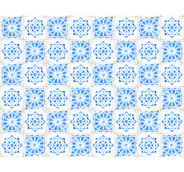 Blauw rolgordijn met ingewikkelde blauwe patronen - TenStickers
