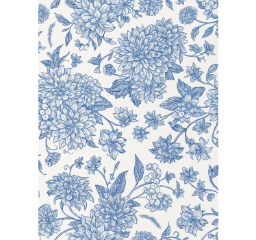 Blauw rolgordijn blauwe dahlia bloemmotief - TenStickers