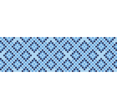 Blauw rolgordijn geometrisch blauw pixelpatroon - TenStickers