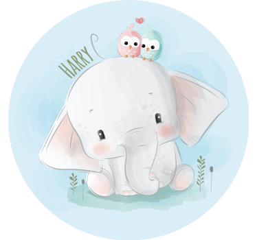 Blauw rolgordijn grote blauwe olifant - TenStickers