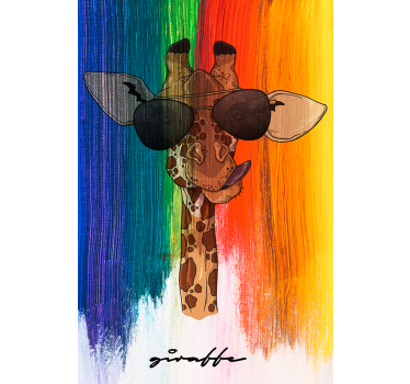 Rolgordijn woonkamer regenboog giraffe - TenStickers