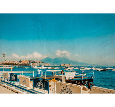 Rolgordijn woonkamer vesuvius aan zee napels landschap - TenStickers
