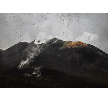 Rolgordijn woonkamer mistige etna landschap - TenStickers