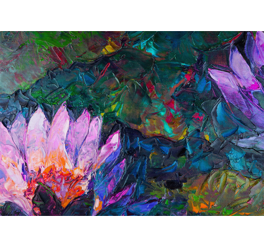 Rolgordijn woonkamer olieverf lotus - TenStickers