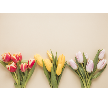 Rolgordijn woonkamer drie verschillende kleuren bloemen - TenStickers