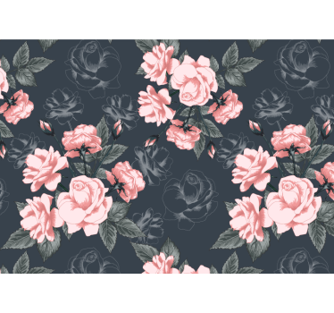 Rolgordijn woonkamer vintage witte en roze rozen - TenStickers